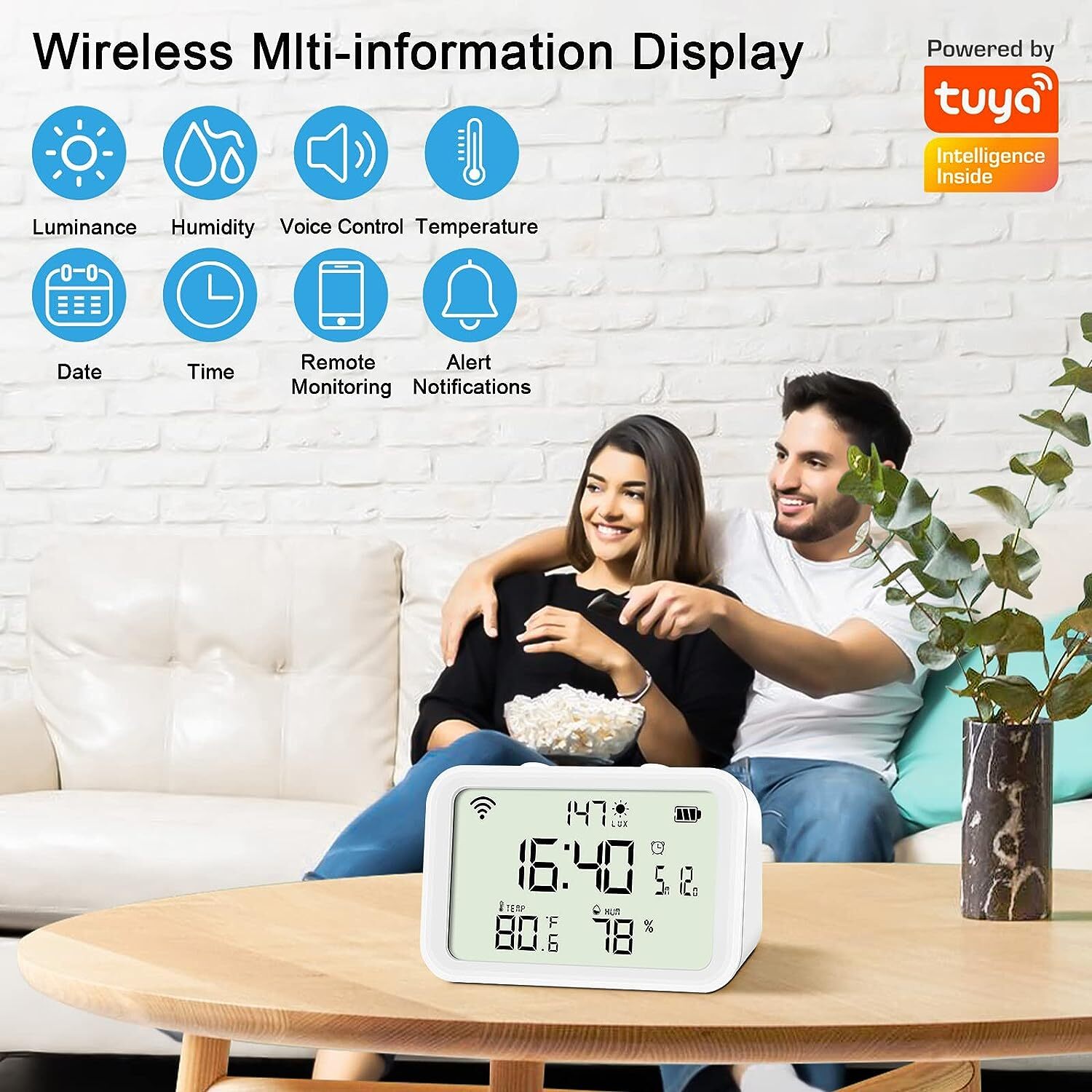 WiFi Thermometer Hygrometer Monitor, Indoor Temperature Humidity Sensor with Electronic Display, App Alert, Digital Remote Monitor