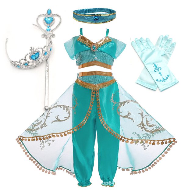 Disfraz de princesa árabe de Disney Jasmine para niña, vestido de bombardeo de Halloween, ropa de Cosplay para niños, cumpleaños ix zhangmengya unisex
