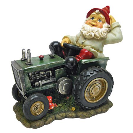 Plowing Pete on His Tractor Garden Gnome Statue