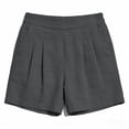 thumbnail image 6 of Nmnitkp Shorts for Women High Waisted Linen Blend Shorts, Lightweight Breathable Pleated Summer Casual Shorts with Pockets, Elastic Back Waist for Beach Vacation & Daily Wear Dark Gray,L, 6 of 8