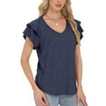 thumbnail image 5 of Sexy Dance Womens Summer Tops Ruffle Short Sleeve V Neck T-Shirts Casual Loose Fit Blouse Dressy Tops, 5 of 6