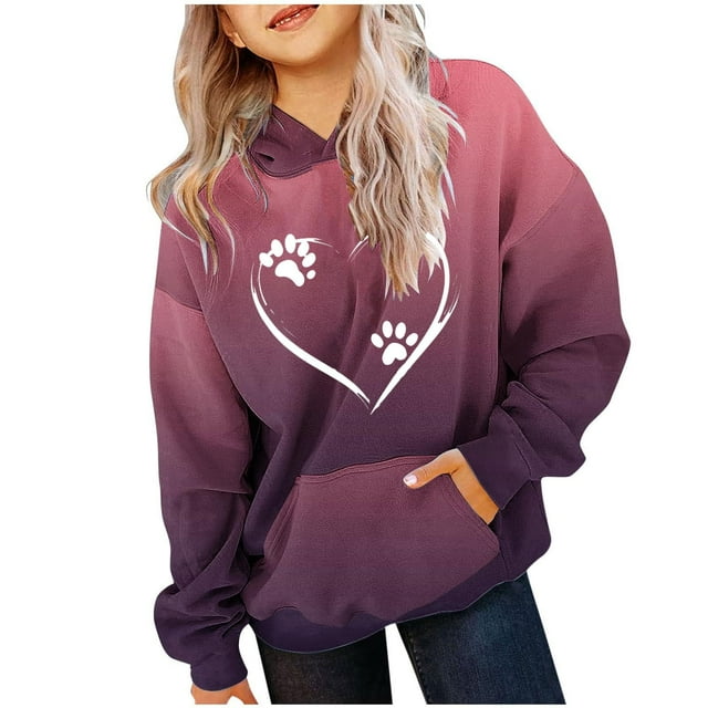 Zeophrasy Chemise pour Enfants à Manches Longues T-shirt à Motif Imprimé Col Rond Haut Court Convenant aux Garçons et aux Filles Âgés Chandail à Capuchon Chandails à Capuchon pour Enfants Garçons Filles Ados