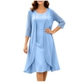 thumbnail image 2 of Wovilon Women's 2-Piece Chiffon Midi Dress Set with Open Front Cardigan and Sleeveless Round Neck Tank Dress, Elegant Layered Outfit for Vacation and Daily Wear, 2 of 5
