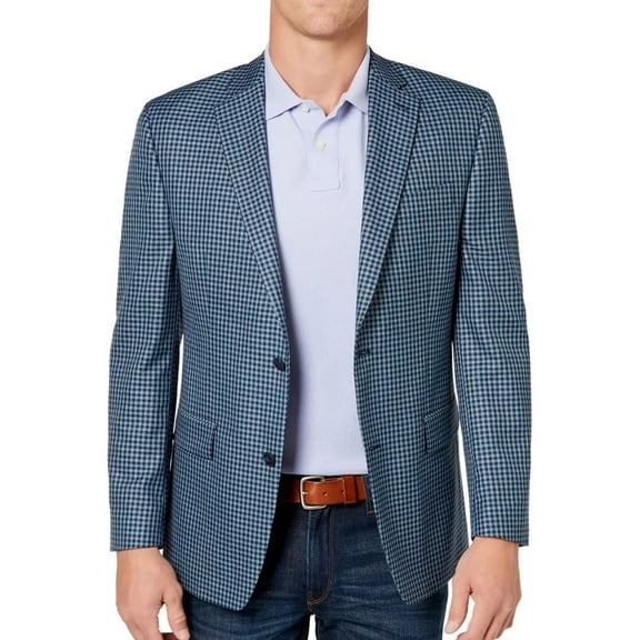 Michael Kors Mens Modern Fit Two Button Blazer Jacket, Blue, 40 Regular