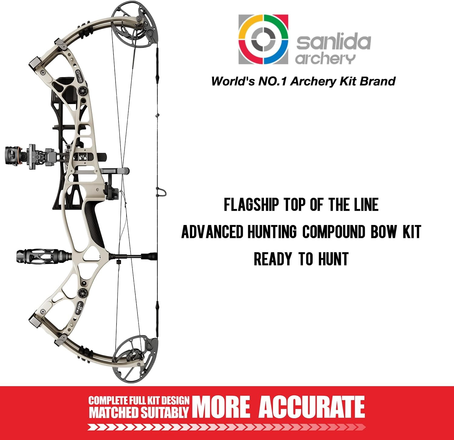 Sanlida Dragon 10 Flagship Top of The Line Hunting Compound Bow Kit for Adults, Standard Hunting Bow for Adults and Advanced Archers, IBO Speed 340 FPS