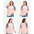 thumbnail image 6 of TIYOMI Plus Size Tops For Women Leopard Color Block Round Neck T Shirt Long Sleeve Raglan Casual Blouses Pink Tee Fall Winter Shirts XL 14W 16W, 6 of 6
