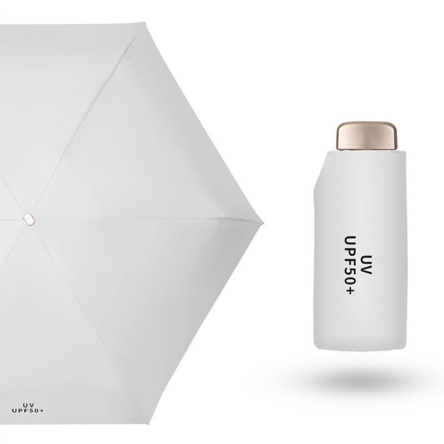 Paraguas japonés creativo de seis pliegues, miniparaguas de 14 cm, para uso soleado y lluvioso, de doble uso, con pegamento dorado, de bolsillo para mujer