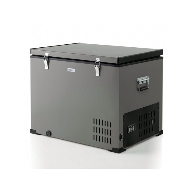 Costway 90 QT Car Refrigerator Portable Travel Freezer w/ Compressor DC 12/24V & AC
