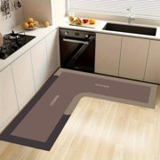 L-Shaped Kitchen Mat Set, Anti-Fatigue Cushioned Floor Rug, Water Absorbent and Oil-Resistant Corner Carpet for Cooking Area 47.2x29.5x17.7in