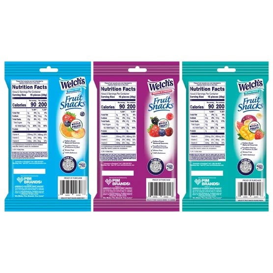 Welch's Fruit Snacks, Bulk Variety Pack with Mixed Fruit, Superfruit Mix, Island Fruits, Gluten Free, Bulk Pack, 2.25 oz (Pack of 16)