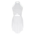 thumbnail image 4 of Linjinx Sparkly Rhinestone Leotard Lyrical Dance Dress for Womens Cutout Strappy Backless Dance Dress White L, 4 of 6