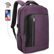 KUPRINE Travel Business Laptop Backpack, Computer Backpack with USB Charging Port, Water Resistant College Backpack for Women & Men, Anti Theft Travel Backpack for 15.6 Inch Laptop Notebook, Purple