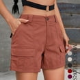 thumbnail image 2 of Mitankcoo Women's High-Waist Stretchy Cargo Shorts - Trendy Solid Color Hot Pants for Summer, 2 of 5