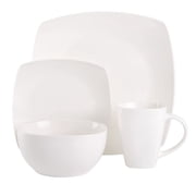 Gibson Elite Soho Lounge 16 Piece Square Fine Ceramic Dinnerware Set in White