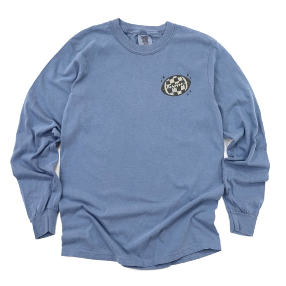 Football Sparkles Distressed - Women's Garment Dyed Long Sleeve Graphic T-Shirt
