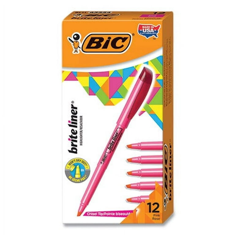 Brite Liner Highlighter, Fluorescent Pink Ink, Chisel Tip, Pink/Black Barrel, Dozen Brite Liner Highlighter, Fluorescent Pink Ink, Chisel Tip, Pink/Black Barrel, Dozen