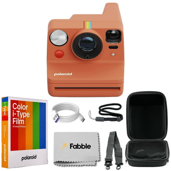 Polaroid Now  Generation 3 I-Type Instant Film Camera (Coral) Bundle with Polaroid Color I-Type Film (8 Exposures), Hard Protective Case and USB-C 6 ft. Cable
