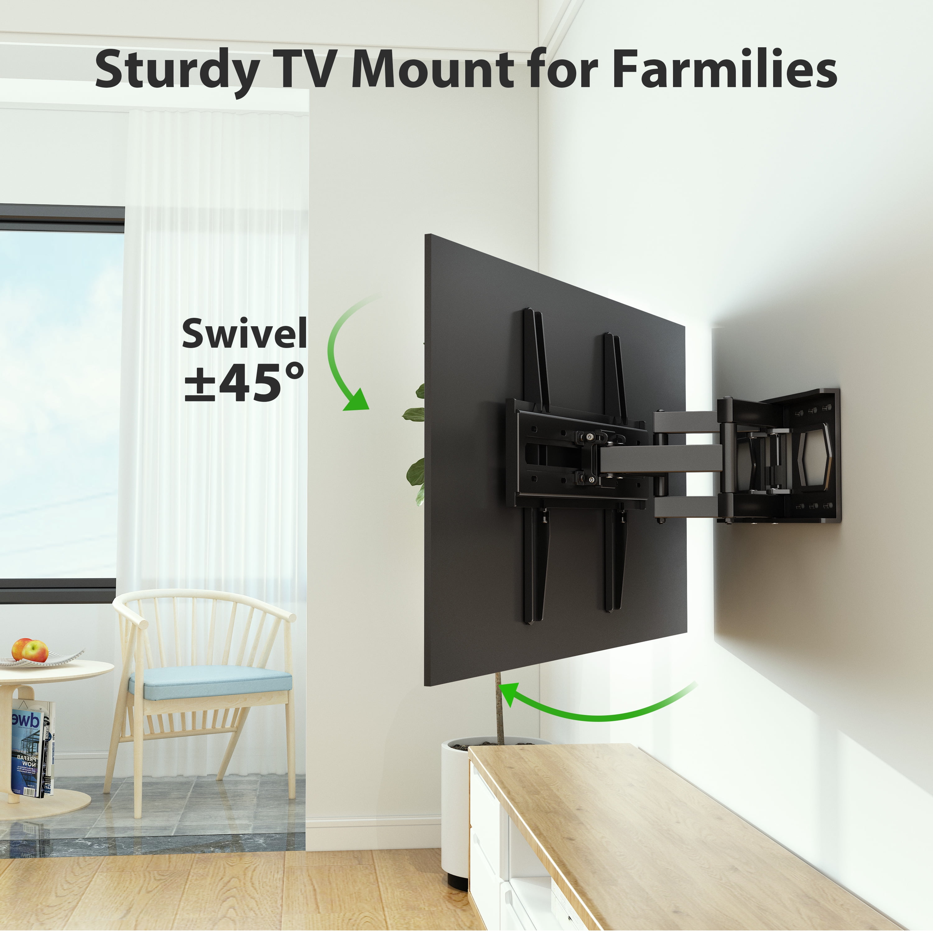 USX MOUNT Full Motion TV Wall Mount for 26-65" TVs, Hold up to 110lbs with Max VESA 400x400mm & 16" Wood Stud