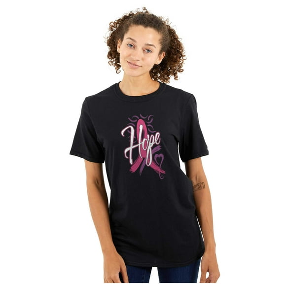 Hope Pink Ribbon Heart Breast Cancer Women's Graphic T Shirt Tees Brisco Brands S