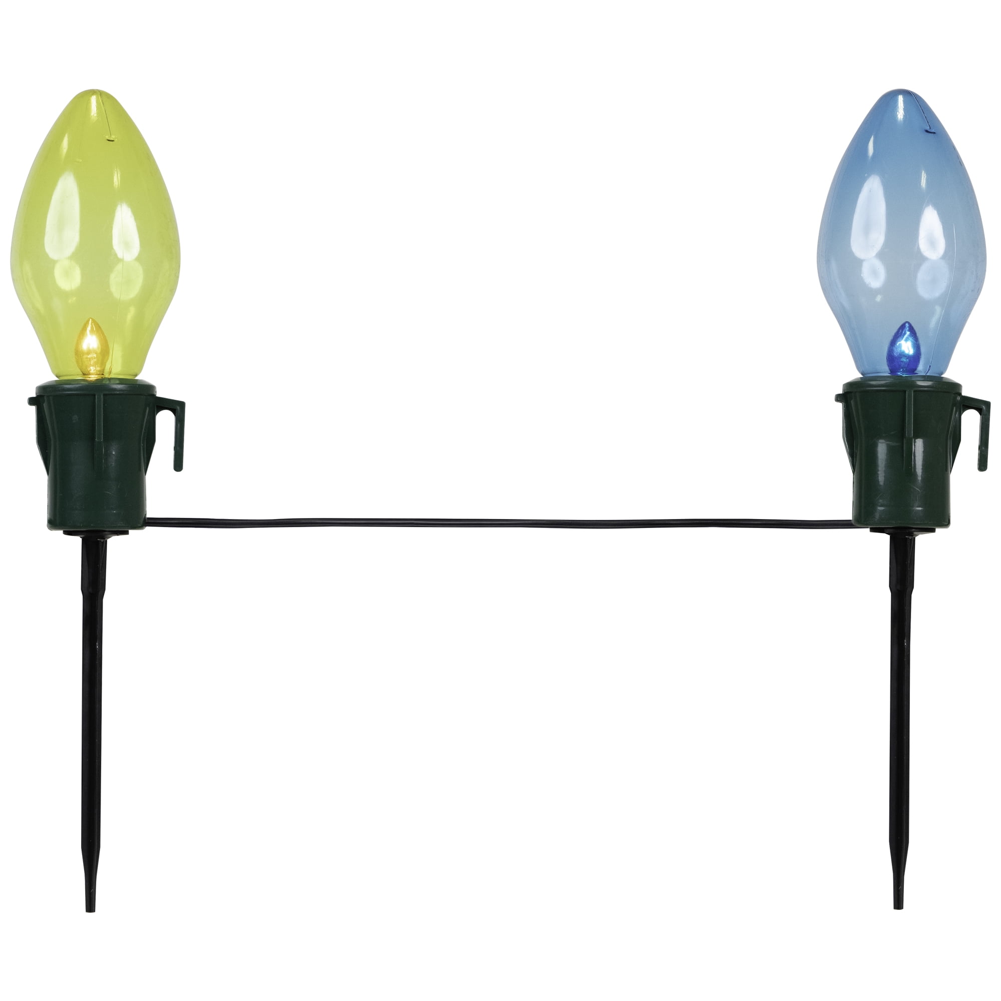 Set of 4 Lighted Multi-Color Jumbo C7 Bulb Christmas Pathway Marker Lawn Stakes