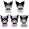 thumbnail image 2 of Juguete de peluche Sanrio Demon Kuromi, gatito sentado suave, muñeco de peluche con vestido, lindo para niños, animales Unisex, perro de peluche al vacío, aceptable, 2 of 4