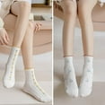 thumbnail image 3 of Zhengup Womens Crew Socks Casual Cotton Cute Socks Fun Novelty Girl Thin Dress Floral Ankle Socks 5 Pack, 3 of 7
