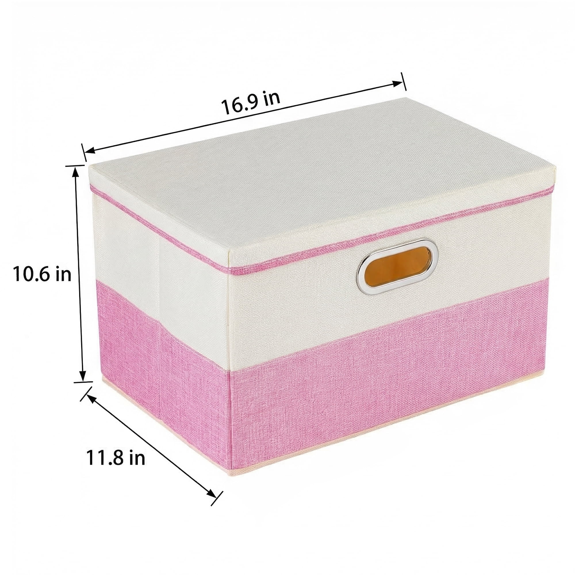 Unique Bargains Fabric Storage Bin with Lids Pink 16.9*11.8*10.6in