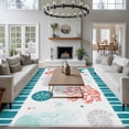 thumbnail image 3 of 6'x9' Area Rugs, Teal Red Coastal Indoor Outdoor Area Rug for Living Room Bedroom, Ocean Nautical Starfish Coral Striped Washable Bathroom Rugs Kitchen Floor Carpet Mats Home Decor Aesthetic, 3 of 8