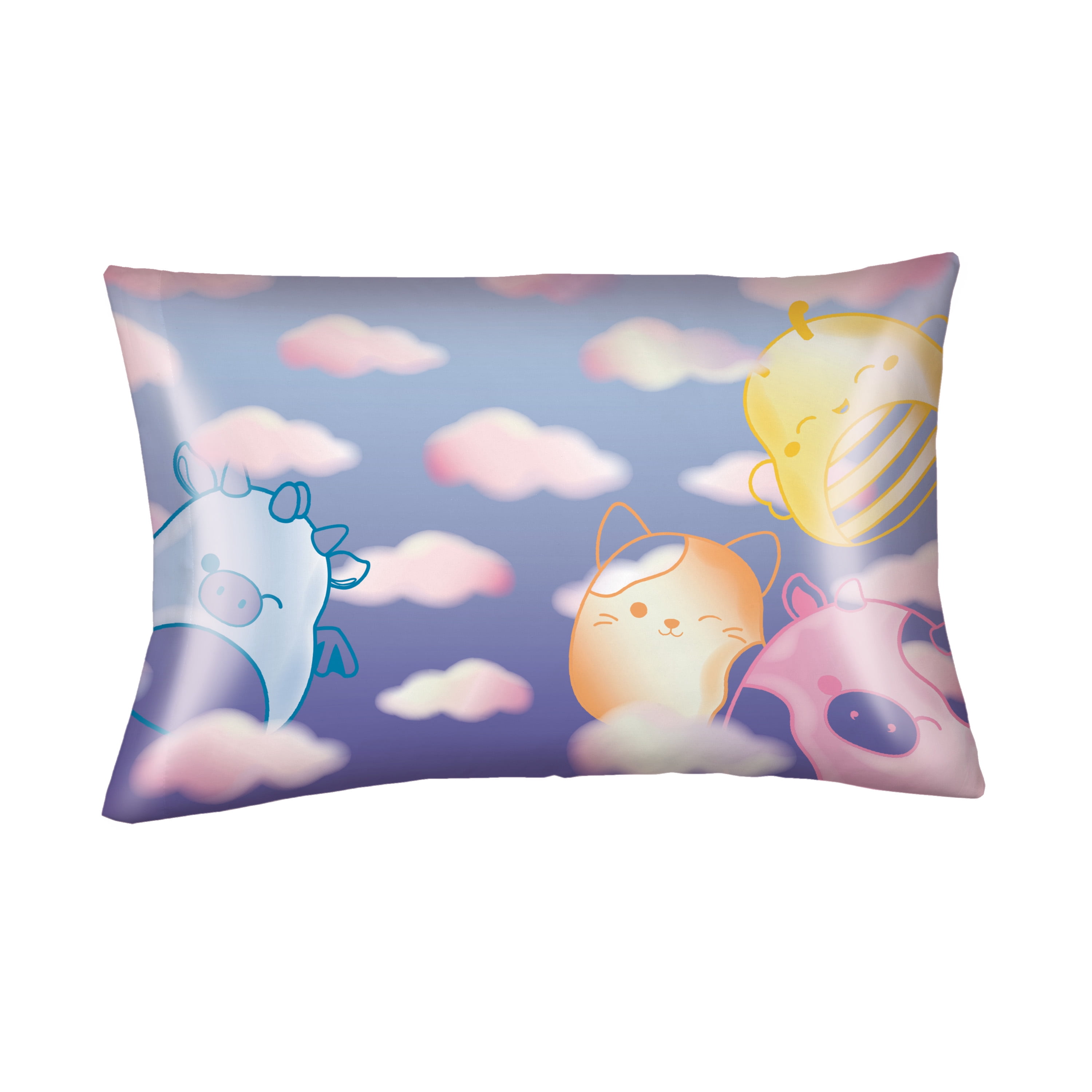 Squishmallows Blue Pink Reversible Silky Satin Pillowcase, Standard Size, 1-Pack