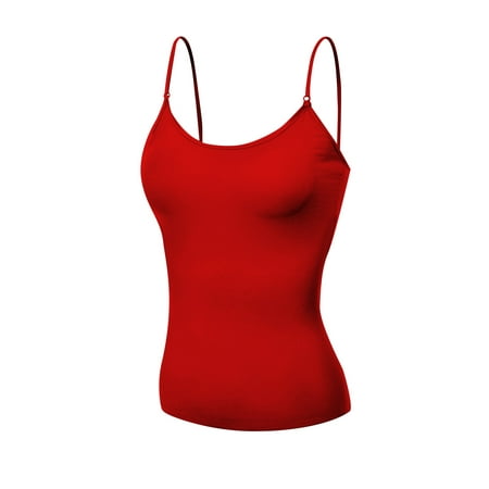 

Basic Women Short Cami Built-In Shelf Bra - Red M