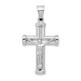 thumbnail image 1 of Pendentif Breloque Collier Croix Sainte Seigneur Jésus-Christ Réversible en Or Blanc 14k Religieux Latin, 1 of 6