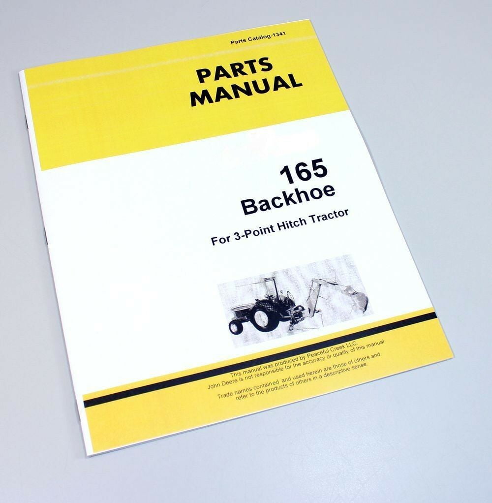 Parts Manual For John Deere 165 Backhoe Catalog Assembly Exploded Views ...