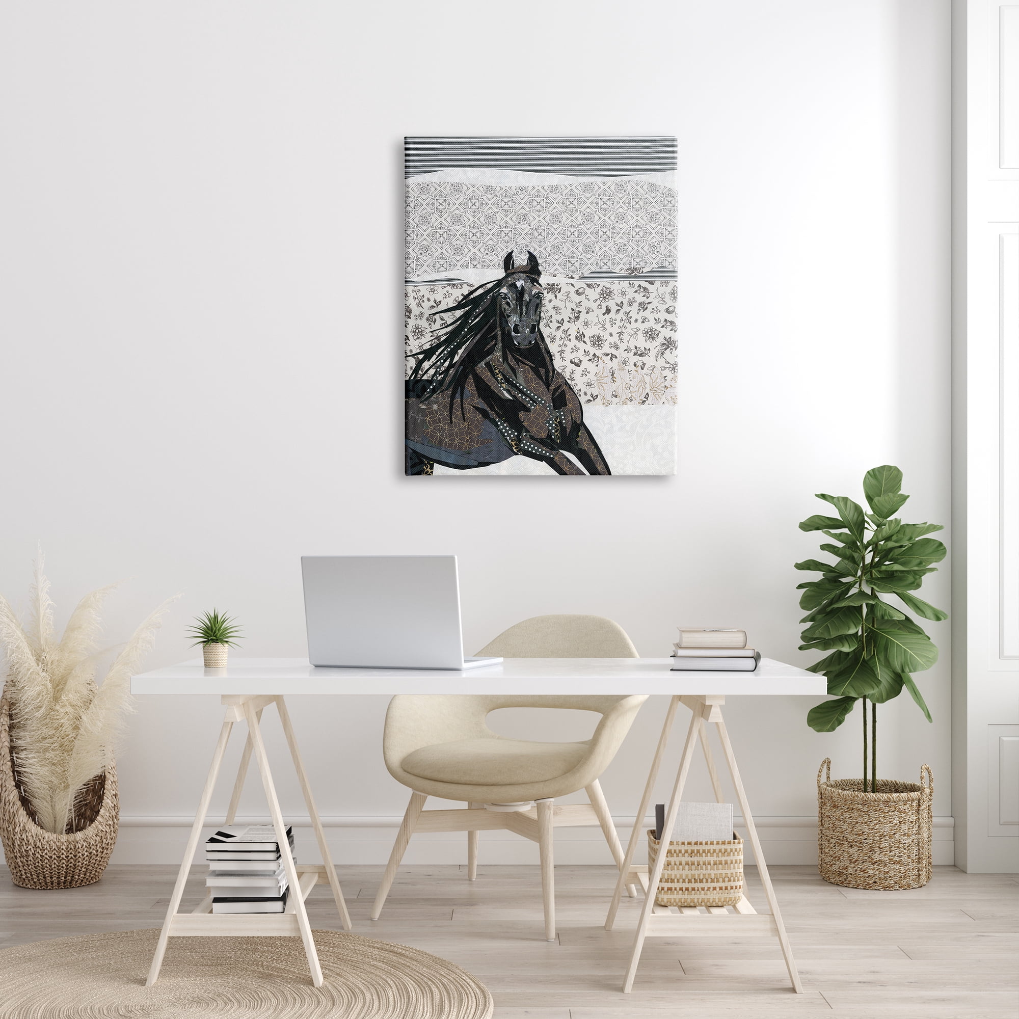 Stupell Industries Horse Galloping over Abstract Patterns Geometric Shapes, 30 x 40, Designed by Jenny McGee