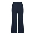 thumbnail image 5 of Baqcunre Linen Pants Women,High Waisted Drawstring Elastic Trousers Comfy Straight Leg Long Pants with Pockets,Womens Fashion Capri Pants for Women Women's Pants Womens Clothes Dark Gray M, 5 of 5