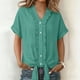 thumbnail image 2 of Tops de Manga Larga de Encaje para las Mujeres Más Tamaño Botón Cuello en V Color Sólido Suave Y Transpirable Blusa para Uso Diario Informal, 2 of 7