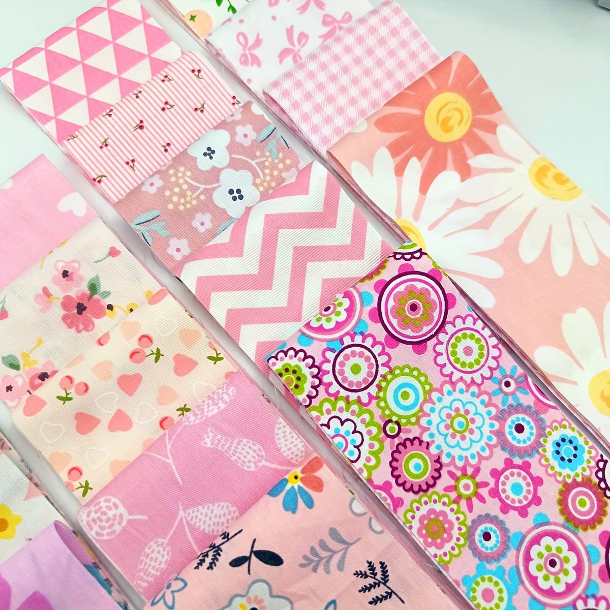 80 Pcs Jelly Roll Fabric Strips for Quilting Sewing-2.6 Inch Precut Cotton Floral Fabric Strips Bundles, Perfect Quilting Fabric for Sewing,DIY Sewing Supplies Pink