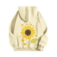 thumbnail image 4 of DDAPJ pyju Womens Cute Graphic Hoodies Oversized Sunflower Print Hooded Sweatshirt Teen Girls Y2K Aesthetic Hoodie with Kangaroo Pocket Beige XXL, 4 of 6