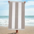 thumbnail image 3 of Superior Cabana Striped 1-Piece Oversized Cotton Beach Towel, Light Grey, 3 of 10