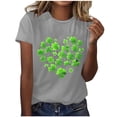 thumbnail image 2 of Uootdi St Patrick's Day Tees for Women Short Sleeve Crewneck Heart Shamrock Print Holiday Parades Casual Blouses Shirts Tops Gift, 2 of 5