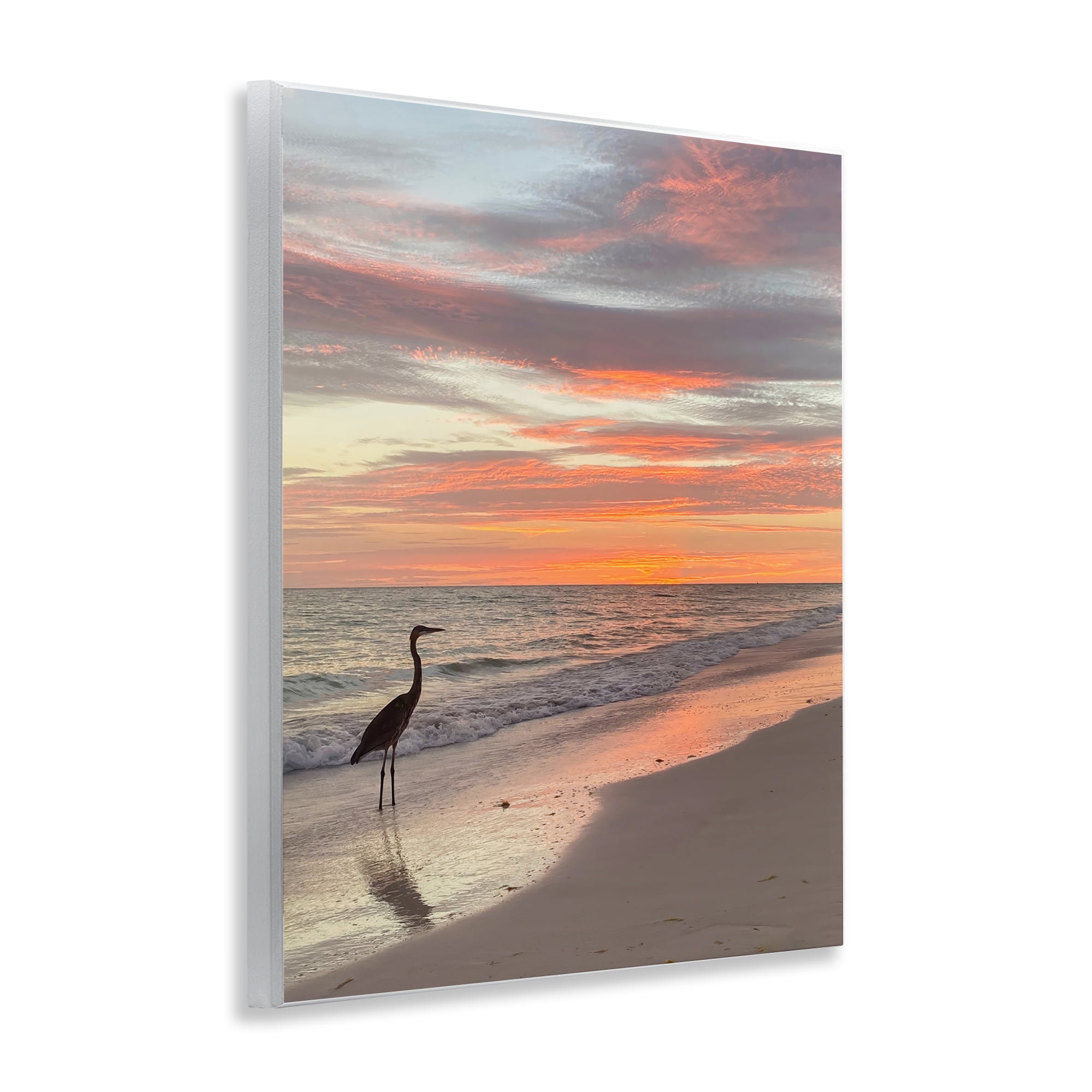Stupell Industries Lone Egret on Beach Nautical & Beach Photography Unframed Art Print Wall Art, 11 x 14