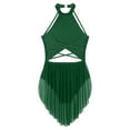 thumbnail image 7 of SiiRoh Women's Lyrical Dance Dress Glittery Cutout Strappy Backless Halter Skirted Leotard Dancewear Green L, 7 of 7