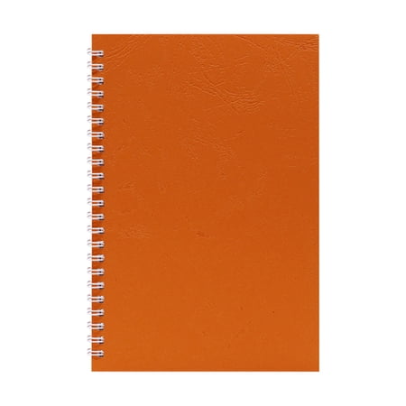1Pc 5.51 x8.27 Spiral Notebook Orange Embossed Textured Cover Wirebound Journal 100 Pages 9mm Wide Ruled Lined Notepad for Office and Daily Writing