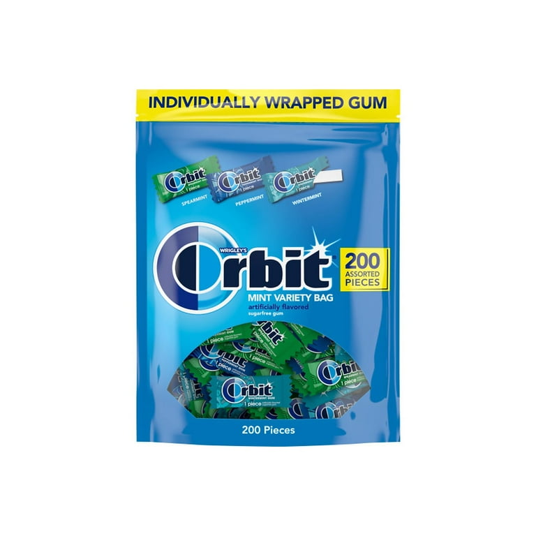 Sugar-Free Chewing Gum, Spearmint/Peppermint/Wintermint, 200 Pieces/Pack Sugar-Free Chewing Gum, Spearmint/Peppermint/Wintermint, 200 Pieces/Pack