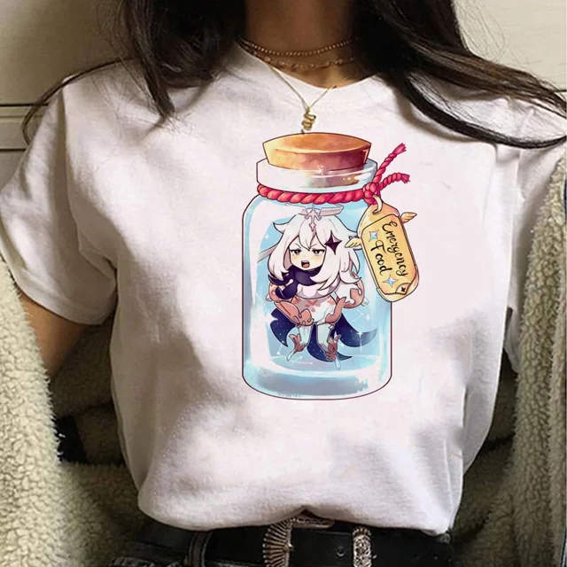 Women's Genshin Impact Short Sleeve T-Shirt Round Neck Regular Fit Polyester