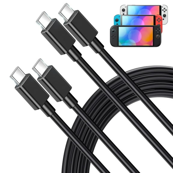 1.5M/5FT Charging Cables for NS Switch 2 Console- 60W Fast Charge,Replacement USB-C Cord for Original Adapter, Accessories Type-C for Switch 2/Adapter/Console, for Home/Car/Travel/Phone, 2-Pack