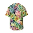 thumbnail image 2 of Naloa Watercolor Blooming Cactus Men's Loose Fit Cuban Collar Short-Sleeve Shirt with Button-down and Chest Pocket for Everyday Wear Outings - X-Large, 2 of 7