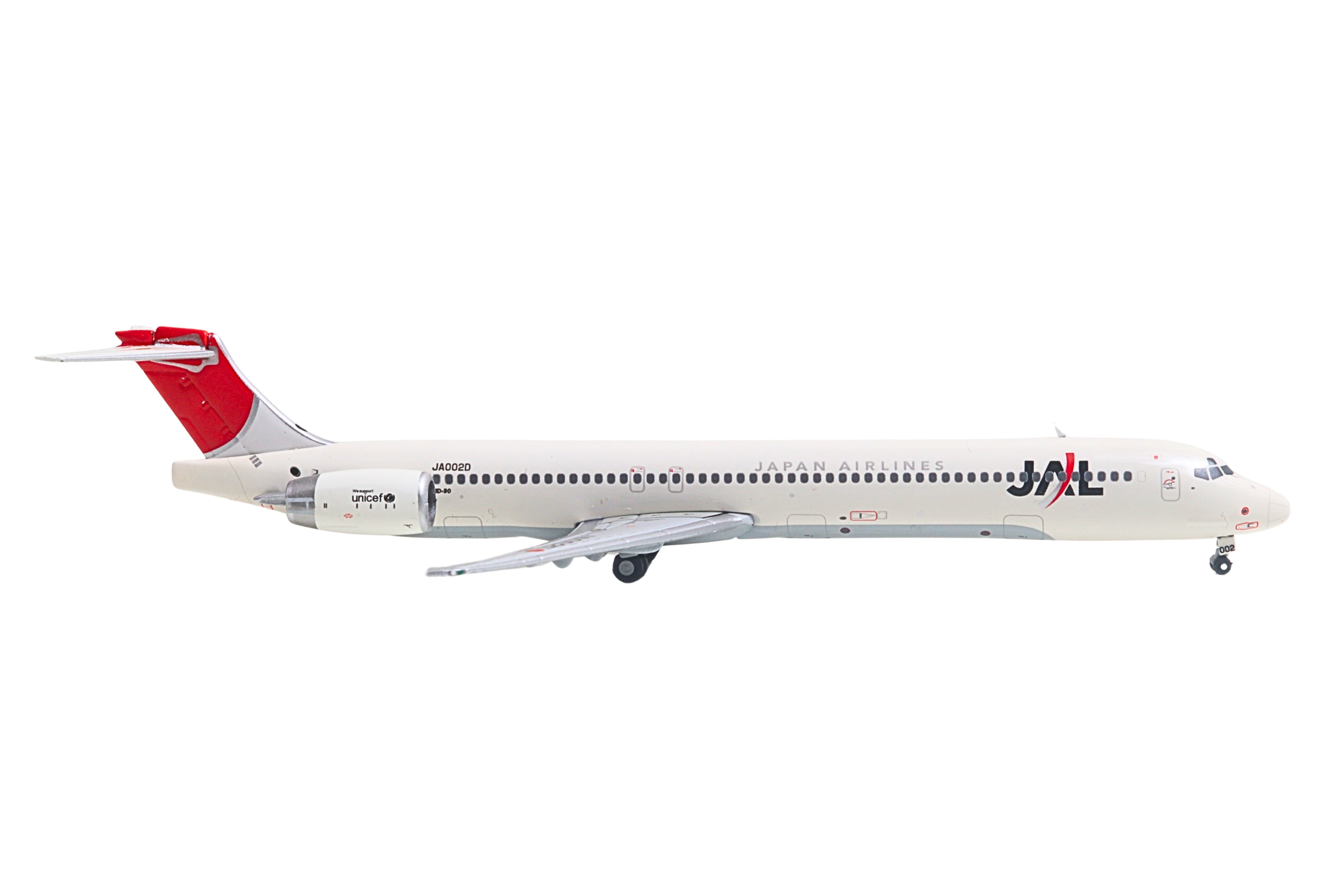 McDonnell Douglas MD-90 Commercial Aircraft "Japan Airines" (JA002D) White with Red Tail 1/400 Diecast Model by GeminiJets