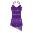 thumbnail image 4 of XUNZOO Justaucorps de Danse Latine pour Femmes Robe Sans Manches à Franges Rumba Samba Danse de Salon Violet m, 4 of 7