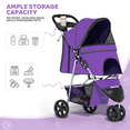 thumbnail image 4 of Magshion 3-Wheel Pet Stroller, Foldable Jogger for Small/Medium Dogs & Cats (33lb Max), Lightweight w/Breathable Mesh, Cup Holder & Basket, Purple, 4 of 12