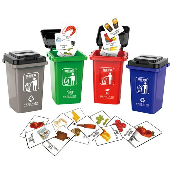 AMERTEER Garbage Can Trash Sorting Toys Recycling Bin Mini Game Waste Small Center Truck Kids Dollhouse Puzzle Container